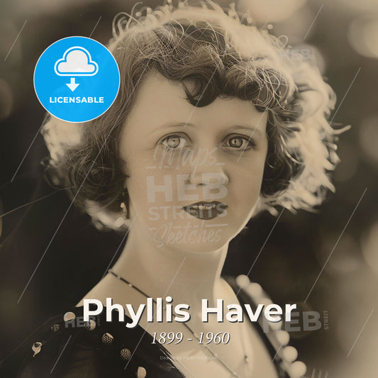 Phyllis Haver, 1899 - 1960, American actress - A Woman With Curly Hair And A Necklace Print Template