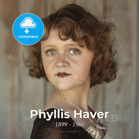 Phyllis Haver, 1899 - 1960, American actress - A Woman With Curly Hair And A Necklace Print Template
