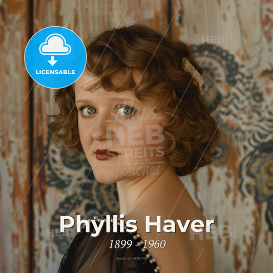 Phyllis Haver, 1899 - 1960, American actress - A Woman With Short Curly Hair And A Black Dress Print Template