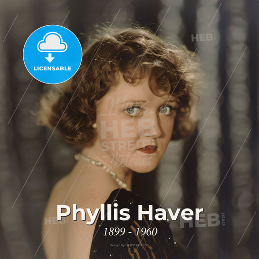 Phyllis Haver, 1899 - 1960, American actress - A Woman With Short Curly Hair Wearing A Black Dress Print Template