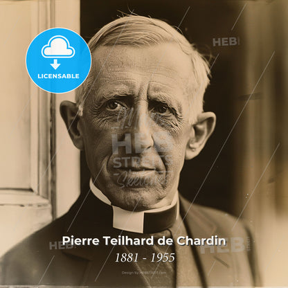 Pierre Teilhard de Chardin, 1881 - 1955, French Jesuit priest and philosopher - A Man In A Priest's Collar Print Template