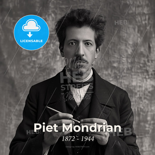 Piet Mondrian, 1872 - 1944, Dutch painter - A Man Holding A Cigarette Print Template