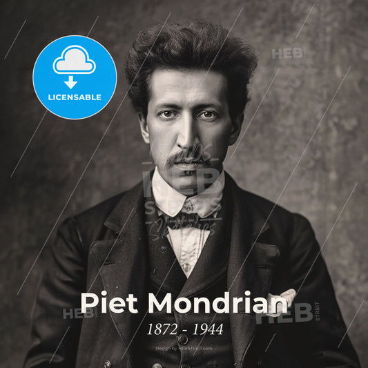 Piet Mondrian, 1872 - 1944, Dutch painter - A Man In A Suit Print Template