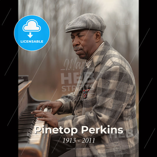 Pinetop Perkins, 1913 - 2011, American blues pianist - A Man Playing A Piano Print Template