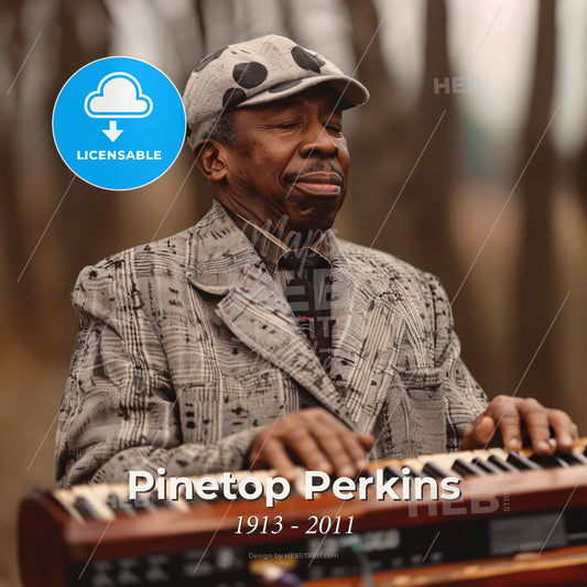 Pinetop Perkins, 1913 - 2011, American blues pianist - A Man Playing A Keyboard Print Template