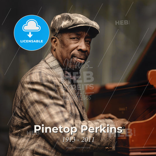 Pinetop Perkins, 1913 - 2011, American blues pianist - A Man Playing A Piano Print Template