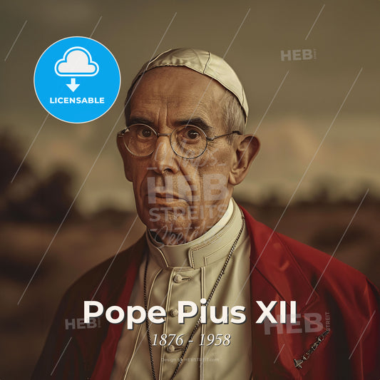 Pope Pius XII, 1876 - 1958, Pope - A Man In A White Hat And Red Robe Print Template