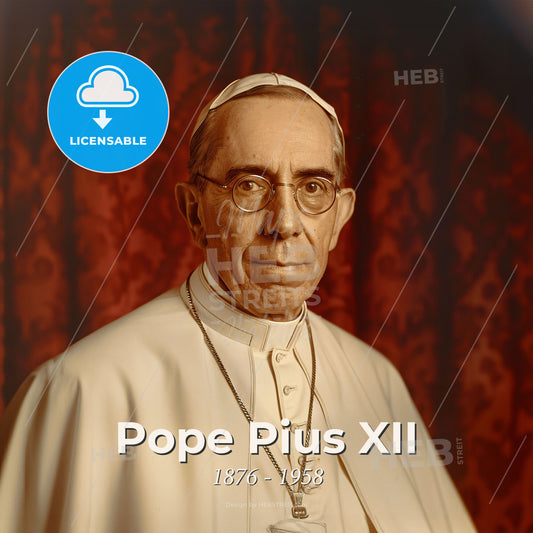 Pope Pius XII, 1876 - 1958, Pope - A Man In A White Robe And Glasses Print Template