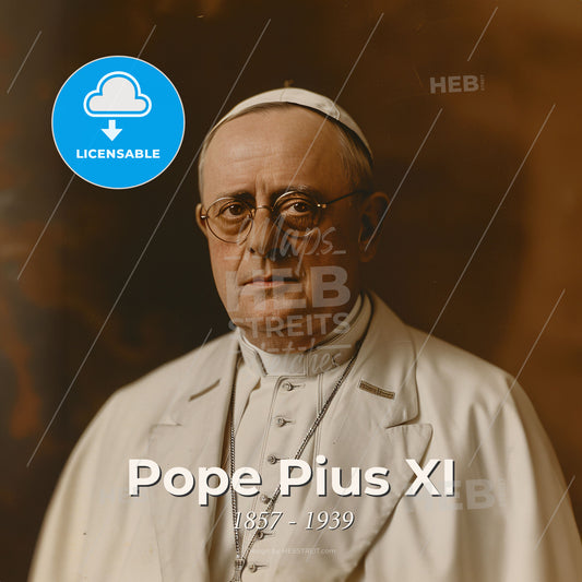 Pope Pius XI, 1857 - 1939, Pope - A Man In A White Robe And Glasses Print Template