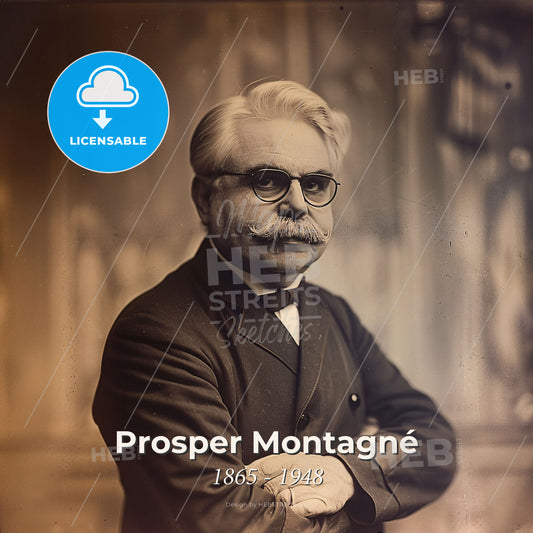 Prosper Montagné, 1865 - 1948, French chef - A Man With A Mustache And Glasses Print Template