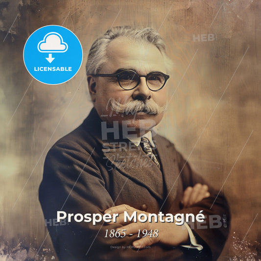 Prosper Montagné, 1865 - 1948, French chef - A Man With A Mustache And Glasses Print Template