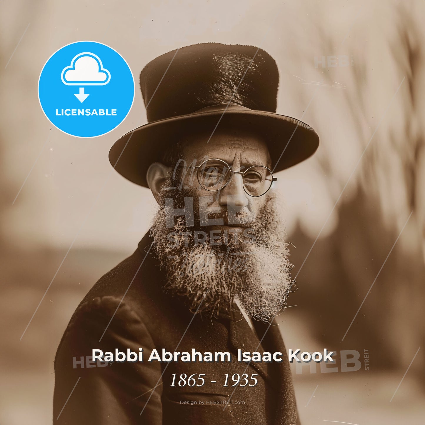 Rabbi Abraham Isaac Kook, 1865 - 1935, Jewish spiritual leader - A Man With A Beard Wearing A Top Hat Print Template