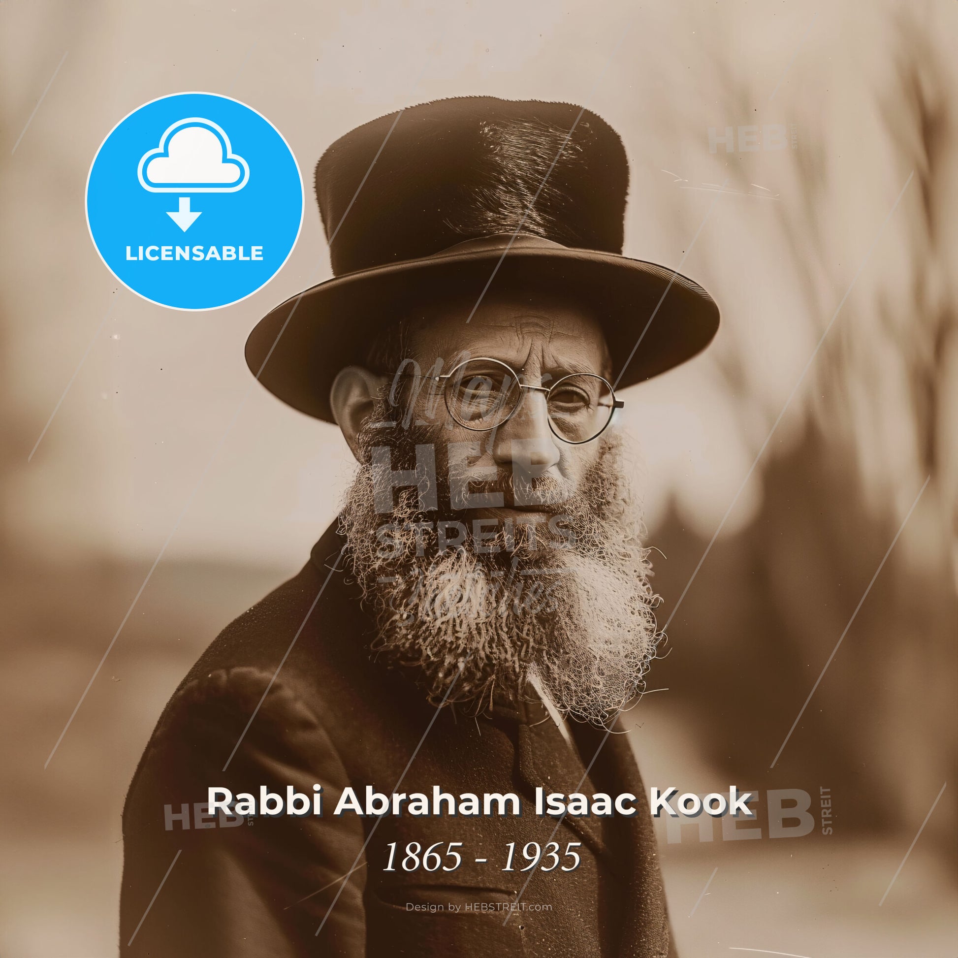 Rabbi Abraham Isaac Kook, 1865 - 1935, Jewish spiritual leader - A Man With A Beard Wearing A Top Hat Print Template