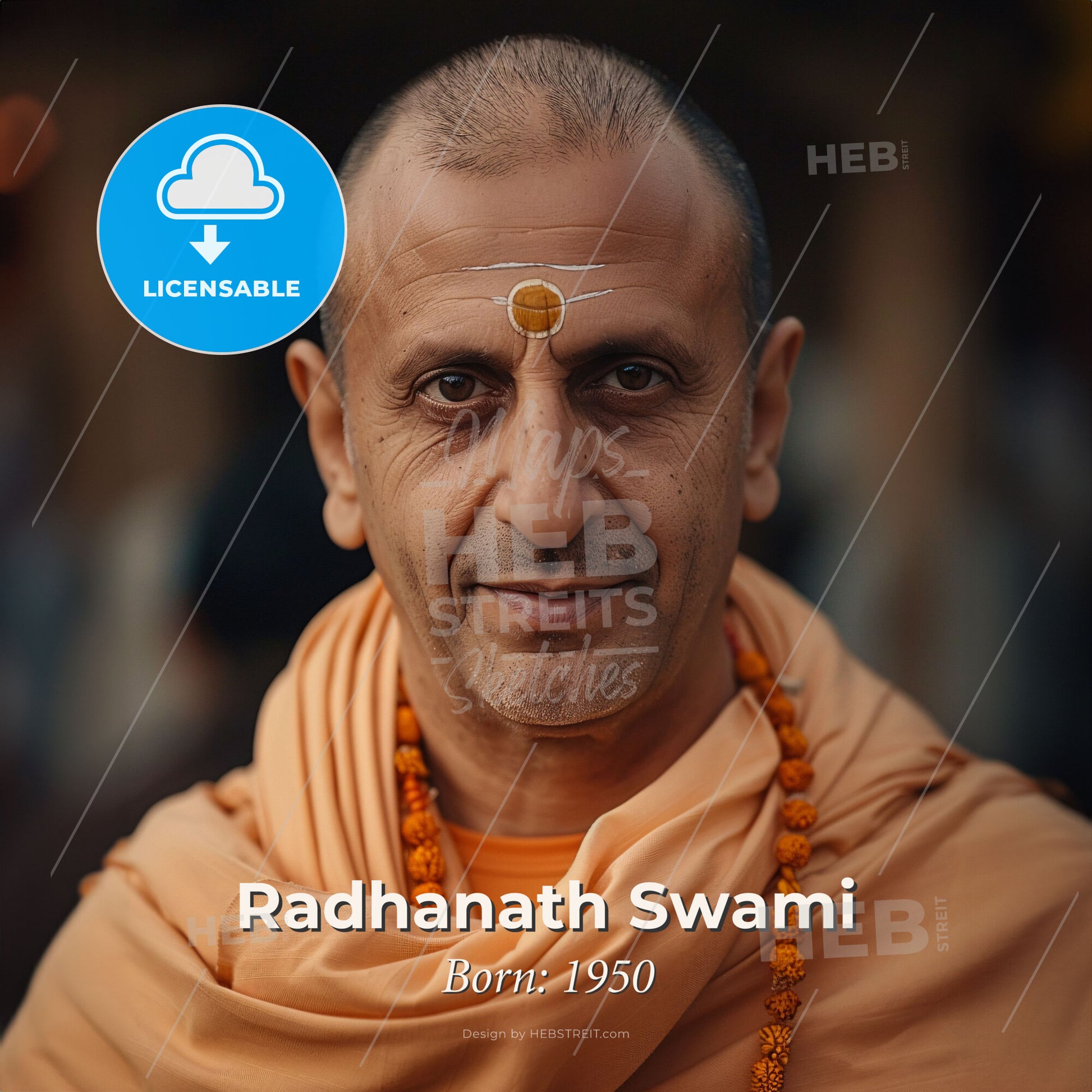 Radhanath Swami, Born: 1950, American spiritual teacher - A Man With A Gold Circle On His Forehead Print Template