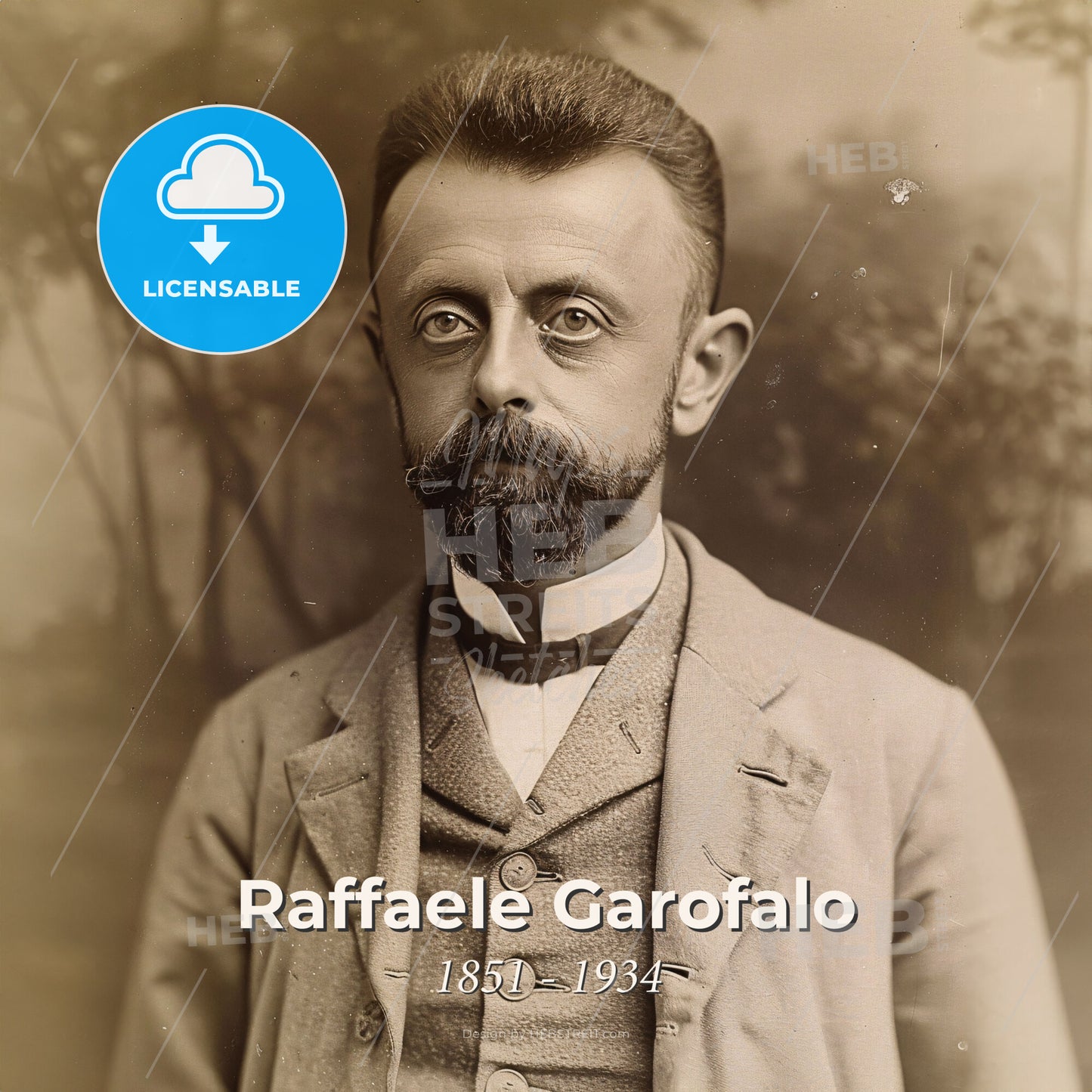 Raffaele Garofalo, 1851 - 1934, Italian criminologist - A Man With A Beard And Mustache Print Template