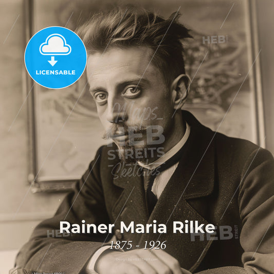 Rainer Maria Rilke, 1875 - 1926, Austrian poet - A Man With A Mustache And Beard Print Template