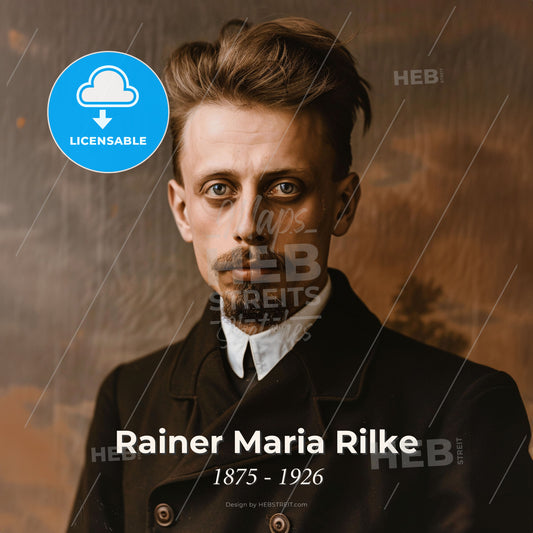 Rainer Maria Rilke, 1875 - 1926, Austrian poet - A Man With A Beard And Mustache Wearing A Black Coat Print Template