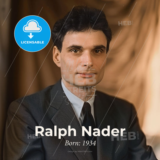 Ralph Nader, Born: 1934, American political activist and author - A Man In A Suit And Tie Print Template