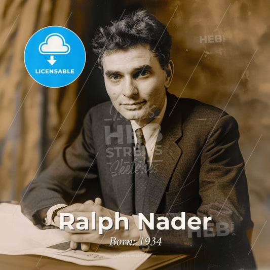 Ralph Nader, Born: 1934, American political activist and author - A Man In A Suit And Tie Print Template