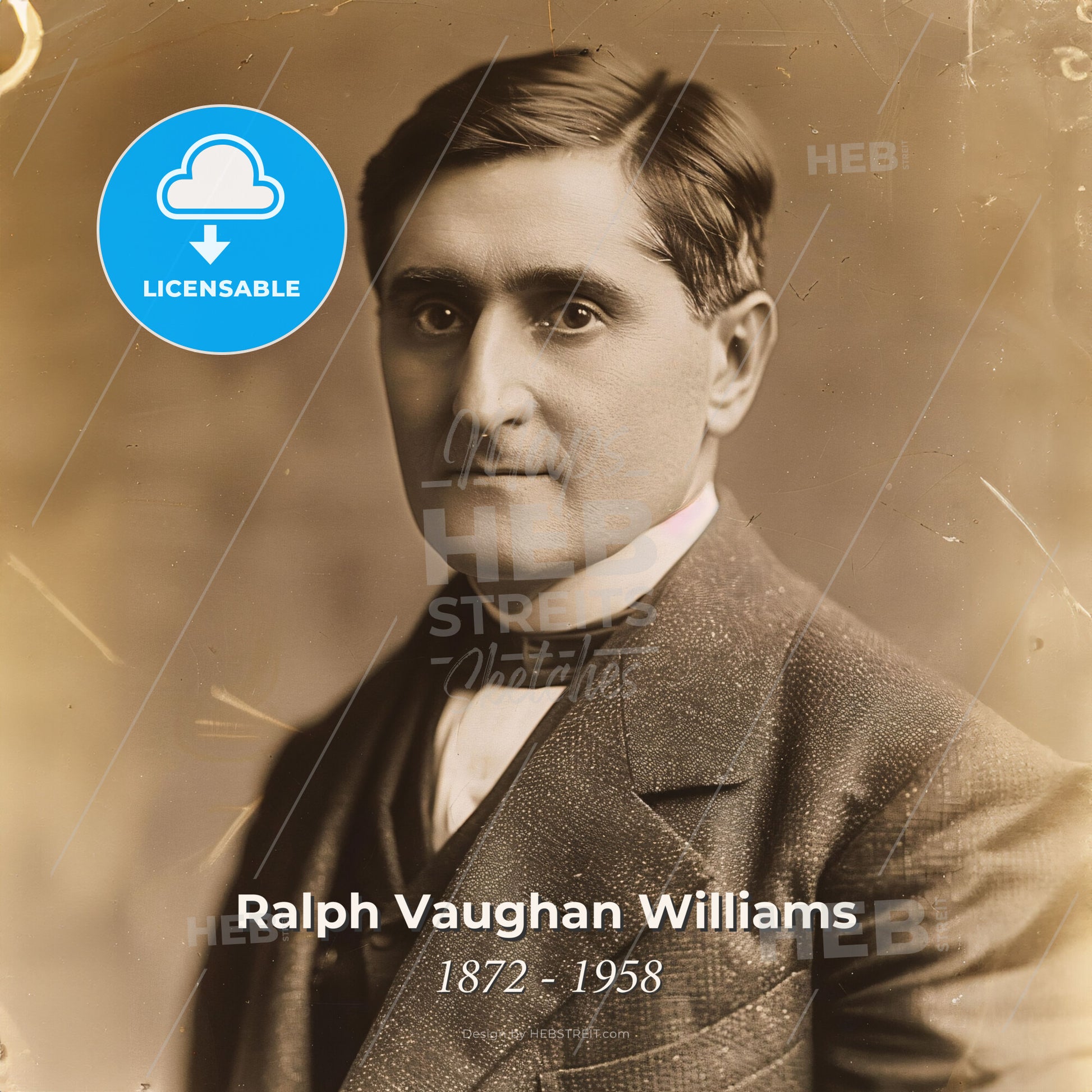 Ralph Vaughan Williams, 1872 - 1958, British composer - A Man In A Suit Print Template