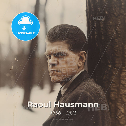 Raoul Hausmann, 1886 - 1971, Austrian artist - A Man Leaning Against A Tree Print Template