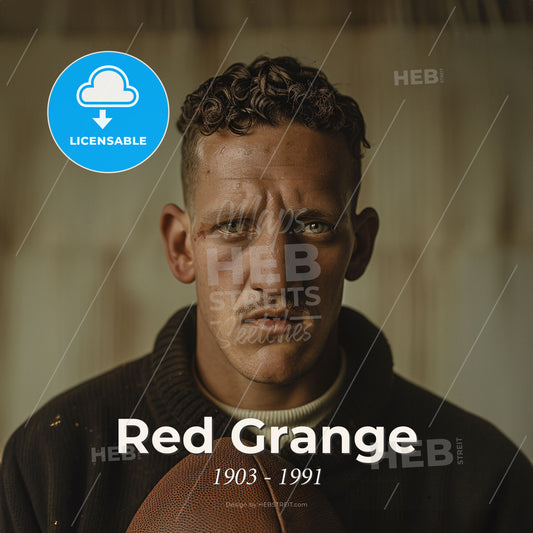 Red Grange, 1903 - 1991, American football player - A Man With A Football Print Template