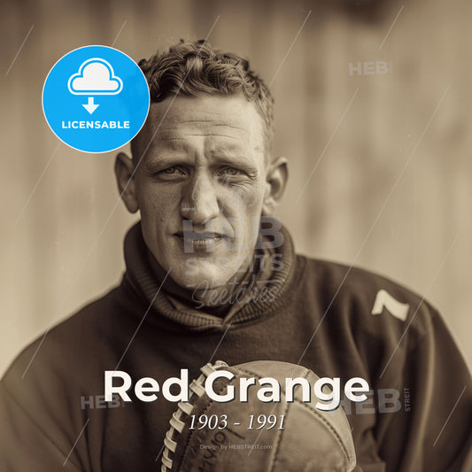 Red Grange, 1903 - 1991, American football player - A Man Holding A Baseball Print Template