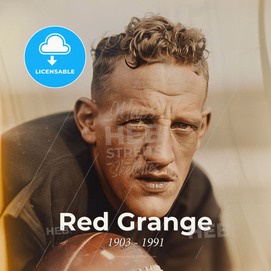 Red Grange, 1903 - 1991, American football player - A Man Holding A Football Print Template