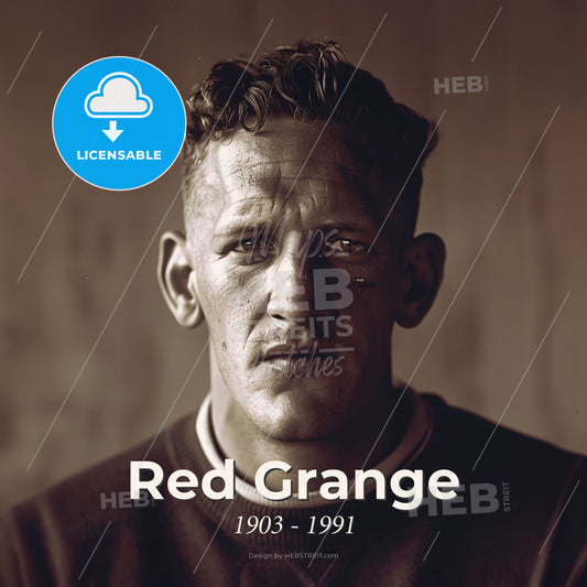 Red Grange, 1903 - 1991, American football player - A Man With A Dirty Face Print Template