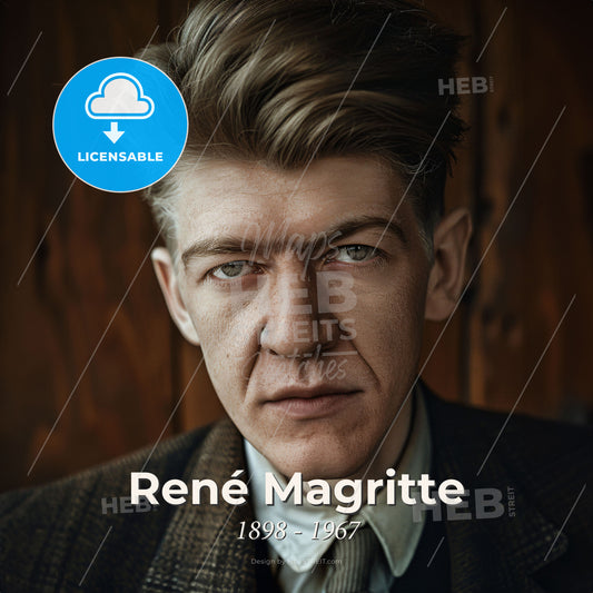 René Magritte, 1898 - 1967, Belgian surrealist painter - A Man In A Suit Print Template