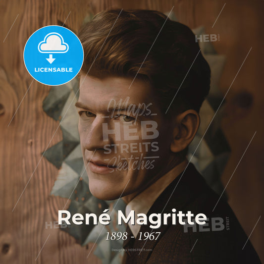 René Magritte, 1898 - 1967, Belgian surrealist painter - A Man In A Suit Print Template