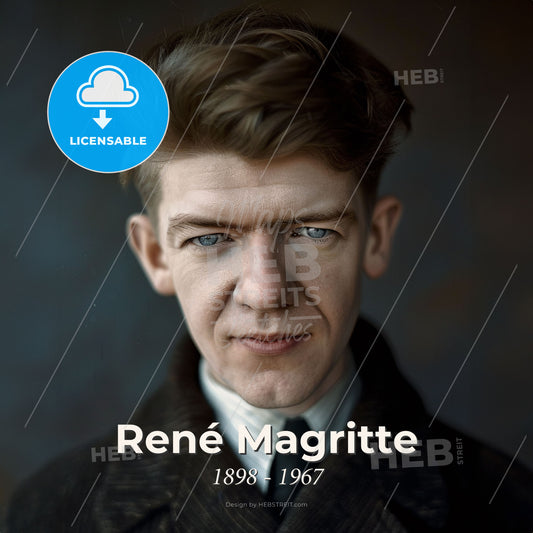 René Magritte, 1898 - 1967, Belgian surrealist painter - A Man In A Suit Print Template