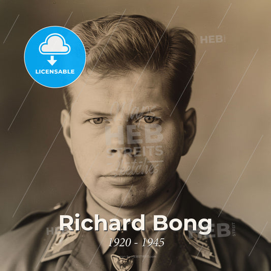 Richard Bong, 1920 - 1945, American fighter ace - A Man In A Military Uniform Print Template