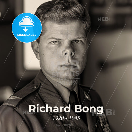 Richard Bong, 1920 - 1945, American fighter ace - A Man In A Military Uniform Print Template