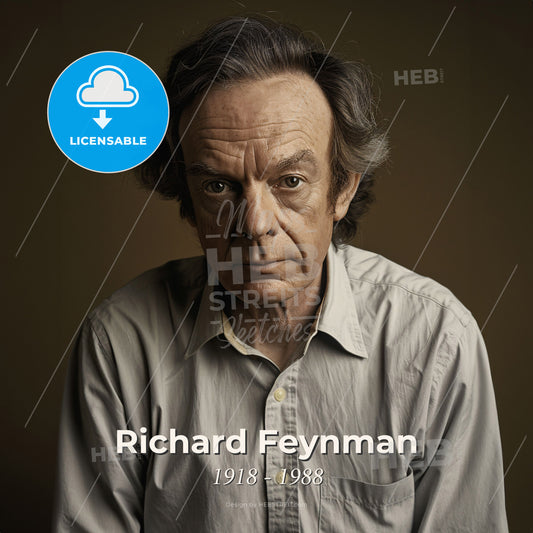 Richard Feynman, 1918 - 1988, American physicist - A Man With A Serious Expression Print Template