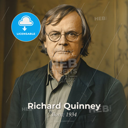 Richard Quinney, Born: 1934, American criminologist - A Man In A Suit Print Template