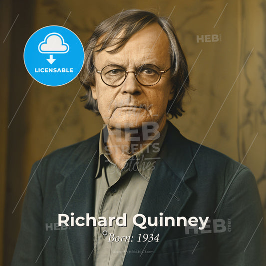 Richard Quinney, Born: 1934, American criminologist - A Man In A Suit Print Template