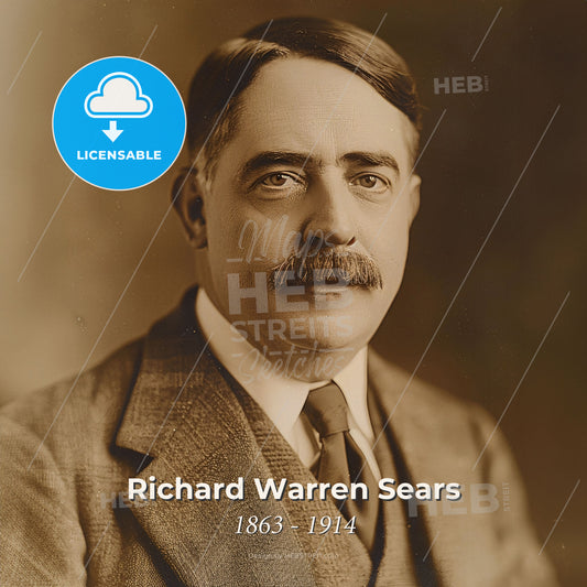 Richard Warren Sears, 1863 - 1914, American businessman - A Man With A Mustache Wearing A Suit And Tie Print Template