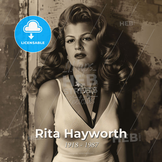 Rita Hayworth, 1918 - 1987, American actress and dancer - A Woman In A White Dress Print Template