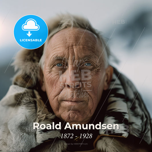 Roald Amundsen, 1872 - 1928, Norwegian explorer - A Man With Blue Eyes Wearing A Fur Coat Print Template