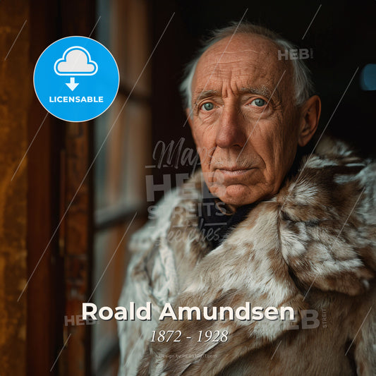 Roald Amundsen, 1872 - 1928, Norwegian explorer - An Old Man In A Fur Coat Print Template
