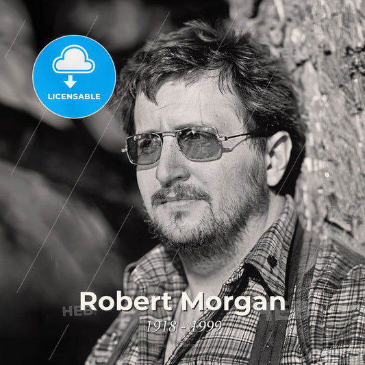 Robert Morgan, 1918 - 1999, American stuntman and actor - A Man Leaning Against A Tree Print Template