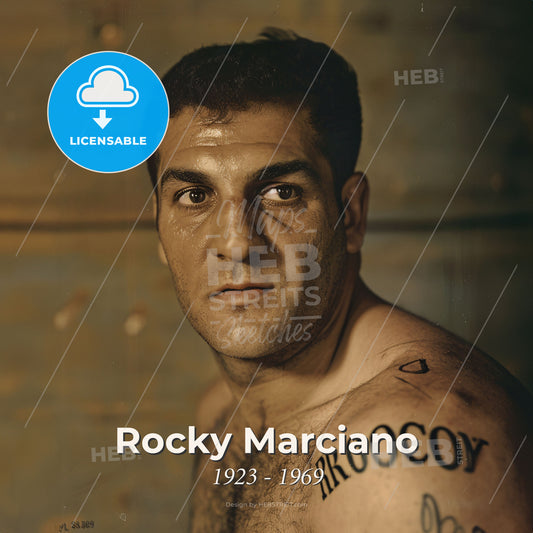 Rocky Marciano, 1923 - 1969, American boxer - A Man With A Tattoo On His Shoulder Print Template