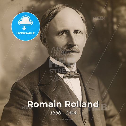 Romain Rolland, 1866 - 1944, French writer - A Man With A Mustache Wearing A Suit And Bow Tie Print Template
