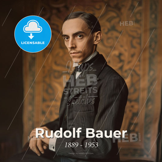 Rudolf Bauer, 1889 - 1953, German abstract painter - A Man In A Suit Print Template