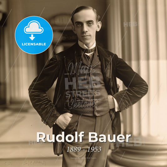 Rudolf Bauer, 1889 - 1953, German abstract painter - A Man In A Suit Print Template