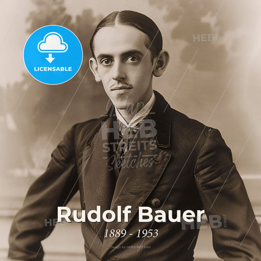 Rudolf Bauer, 1889 - 1953, German abstract painter - A Man In A Suit Print Template