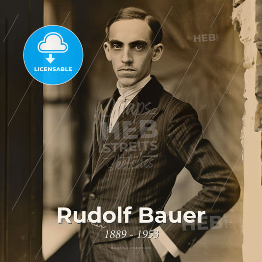 Rudolf Bauer, 1889 - 1953, German abstract painter - A Man In A Suit Print Template