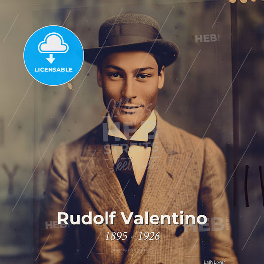 Rudolf Valentino, 1895 - 1926, Italian actor - A Man In A Suit And Hat Print Template