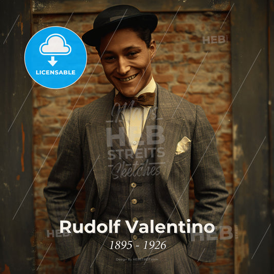 Rudolf Valentino, 1895 - 1926, Italian actor - A Man In A Suit And Hat Print Template